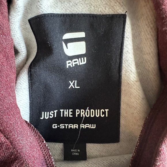 G-Star Raw Hoodie Burgundy Lefan Big Logo Size XL (NWOT) - Picture 6 of 6